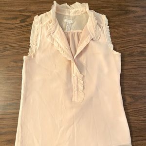 J. Crew Pink Blush Silk Ruffled Blouse 0 Petite